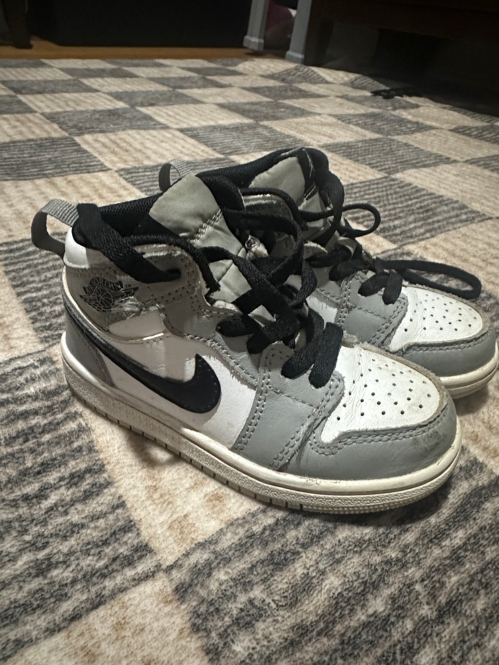 Nike Kids Gray, White & Black High-Top Sneakers